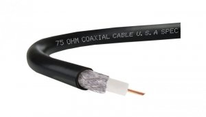 Przewód antenowy zewnętrzny żelowany 75ohm RG 6 1,0/4,8/7,0 Cu czarny /25m/