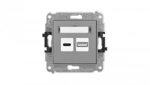 ICON Mechanizm ładowarki USB podwójnej USB C + USB A, 20W max. szary mat 27ICUSB-8