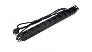 Listwa zasilająca RACK 19 cali PDU 230V - 10 gniazd CEE 7/5, kabel 1,8m CEE 7/7 ALANTEC