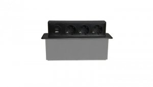 Gniazdo meblowe do zabudowy 3 złącza wtyczkowe schuko 1xUSB A 1xUSB C GMZ/S-5AP W-72015