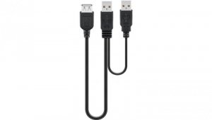 Kabel zasilający USB 2.0 Hi-Speed Dual-Power, Czarny - Długość kabla 0.3 m