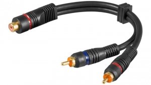 Kabel przejściowy audio typu Y, 1 x wtyk cinch na gniazdo cinch stereo, miedź beztlenowa, podwójnie ekranowany - Długość kabla 0