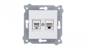 Gniazdo komputerowe kat.6 + gniazdo telefoniczne ( Kat. 6, Kat. 3, RJ45, RJ11 ) Biały 256/01