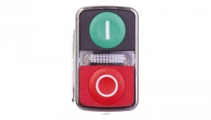 Przycisk sterowniczy 22mm podwójny czerwono/zielony 1Z 1R z samopowrotu z podświetleniem 24V AC/DC XB4BW73731B5