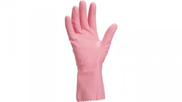 Rękawice gospodarcze gumowe lateksowe flokowane długość 30 cm różowe rozmiar 9 VE210RO09