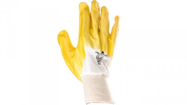 Rękawice z lekkiego Nitrylu na wkładzie z dżerseju, góra wentylowana biało-żółte rozmiar 11 NI01511