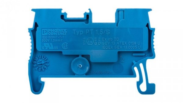 Złącza szynowa przepustowa 2-przewodowa 1,5mm2 sprężynowa niebieska Ex PT 1,5/S BU 3208126