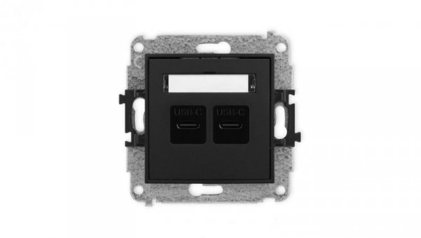 ICON Mechanizm ładowarki USB podwójnej 2xUSB C, 20W max. czarny mat 12ICUSB-7