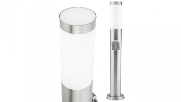 Lampa Ogrodowa Zewnętrzna E27 SREBRNY SŁUPEK 65cm z Gniazdem 230V r