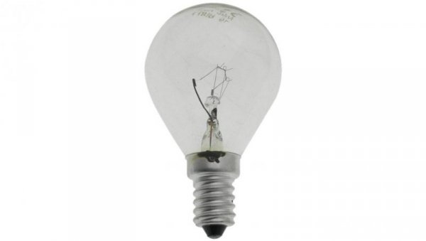 Żarówka wstrząsoodporna G45 kulka przeźroczysta 25W E14 230V