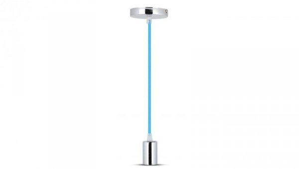 Lampa dekoracyjna wisząca oprawka chrom + przewód niebieski dł:1000mm E27 max 60W IP20 V-TAC VT-7338-BL