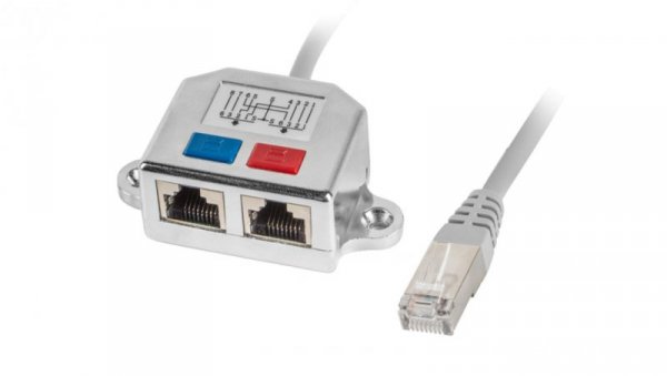 Adapter - rozdzielacz LAN RJ45 - 2xRJ45 FTP /2 urządzenia na 1 kablu/ AD-0026-S