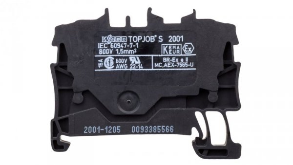 Złączka szynowa 2-przewodowa 1,5mm2 czarna 2001-1205 TOPJOBS