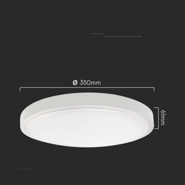 Plafon V-TAC 24W LED Okrągły 29cm Natynkowy Pilot Czujnik Ruchu IP44 Biały VT-8624S 3000K 2500lm