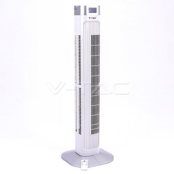 Wentylator Wieżowy V-TAC z wyświetlaczem temperatury i pilotem 55W 95cm Biały VT-5536