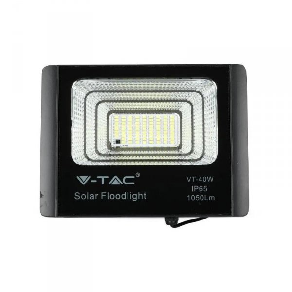 Projektor LED Solarny V-TAC 16W Czarny IP65, Pilot, Timer VT-40W 4000K 1050lm