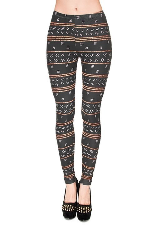 AZTEC GLITTER czarne legginsy we wzory