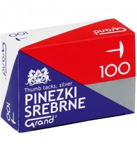 Pinezki biurowe srebrne Grand S100 opak. 100 sztuk 0272
