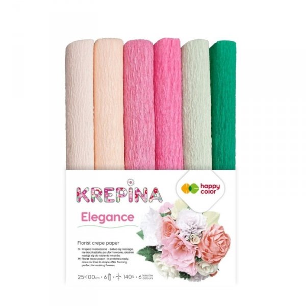 Krepina marszczona 25x100cm 6kol mix Happy Color ELEGANCE