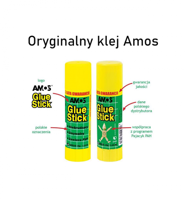 Klej w sztyfcie Amos szkolny biurowy 8 g 30 sztuk DISPLAY