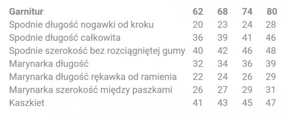 Zestaw garniturowy dla niemowląt w kolorze popielatym