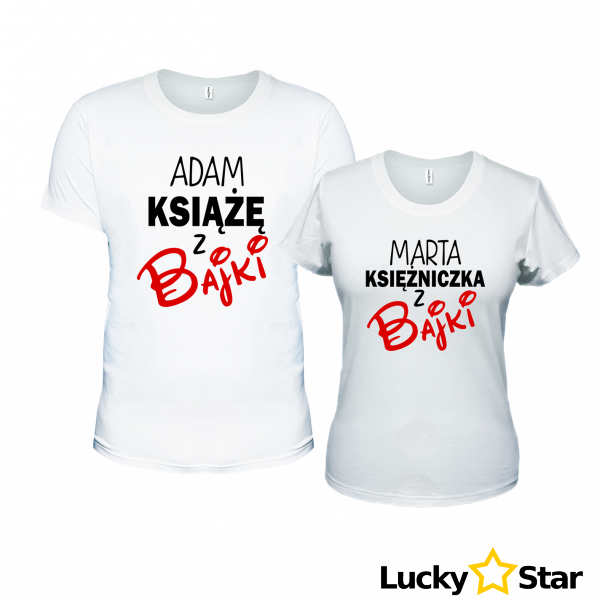 Zestaw koszulek dla par Księżniczka, Książę z Twoim imieniem