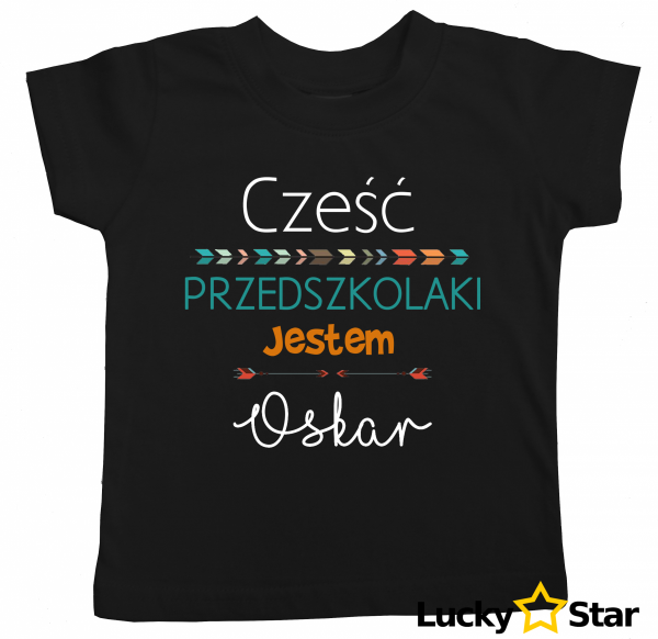 Koszulka dziecięca Cześć przedszkolaki Jestem + wybrane imię