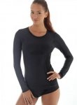 Brubeck LS11610 Koszulka damska z długim rękawem COMFORT WOOL czarny 