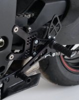 Podnóżki Regulowane RG Racing Kawasaki Zx6-R 05-13 Race Gearbox, Zestaw Black