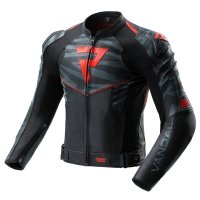 Kurtka motocyklowa skórzana Rebelhorn Vandal 2 Black Grey Fluo Red