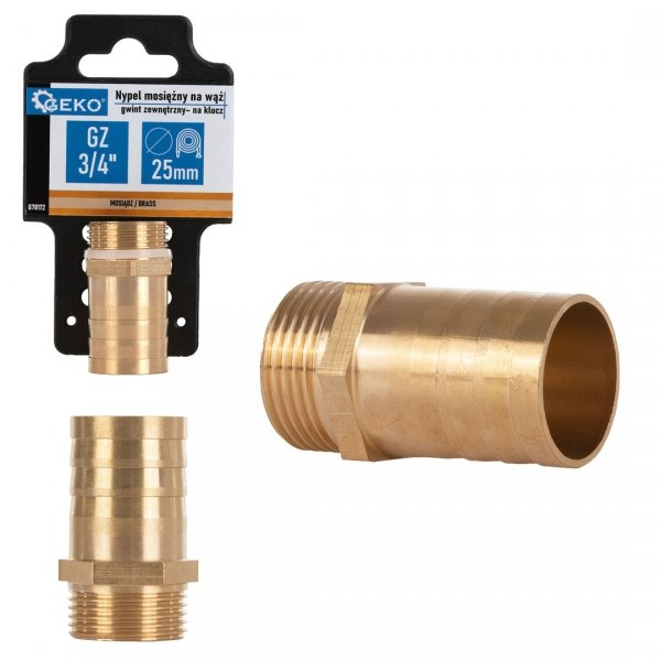 NYPEL NA WĄŻ 25MM GWINT ZEWNĘTRZNY 3/4&quot; NA KLUCZ (G70172)