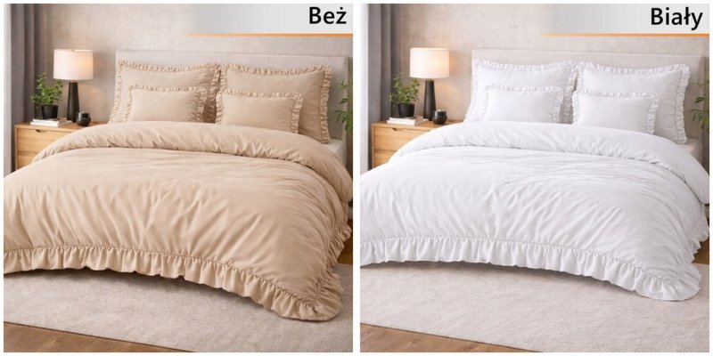 POŚCIEL 160x200 Z FALBANĄ KOMPLET 3 CZĘŚCIOWY MIKROFIBRA KOLORY DO WYBORU