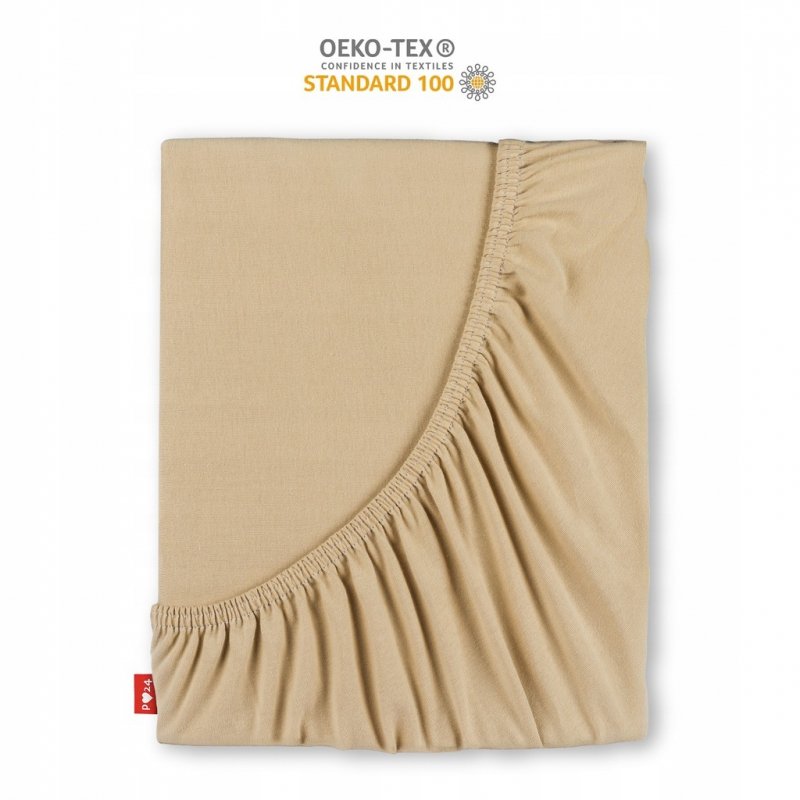 Prześcieradło Jersey z Gumką 200x220 Gruba Bawełna Czesana Bok 30 cm beżowy