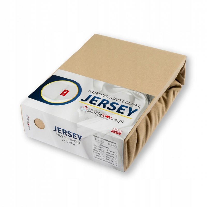 Prześcieradło Jersey z Gumką 90x200 Gruba Czesana Bawełna Bok 30 cm beżowy