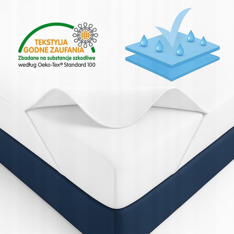 Ochraniacz na materac 160x200 BAWEŁNA WODOODPORNY 90C topper Z GUMKĄ POLSKI