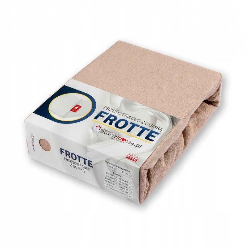 Prześcieradło Frotte z Gumką 200X200 Gruba Bawełna 200g Bok 30 cm cafe