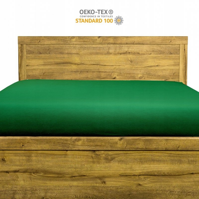 Prześcieradło Frotte z Gumką 80x200 Gruba Bawełna Bok 30 butelkowa zieleń