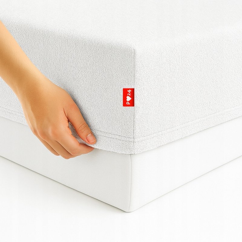 Prześcieradło Frotte z Gumką 200X220 Gruba Bawełna 200g Bok 30 cm biały