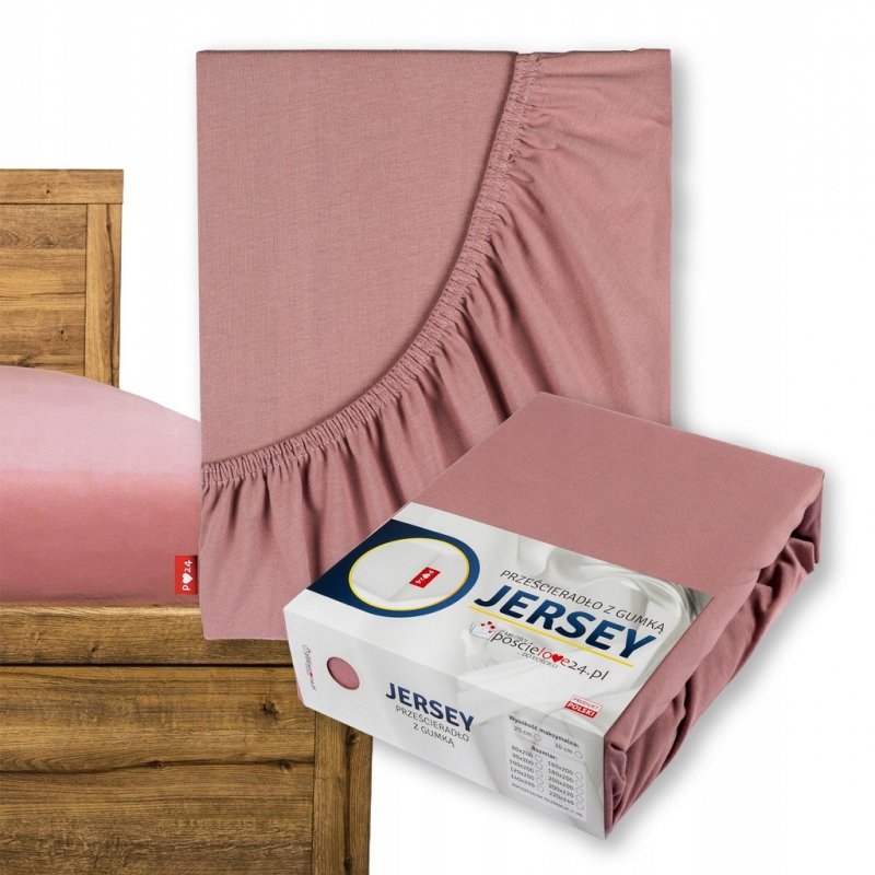 Prześcieradło Jersey z Gumką 140x200 Gruba Bawełna Bok 30 cm paryski róż