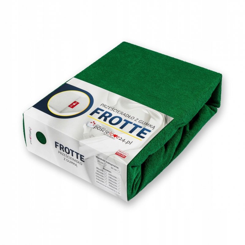 Prześcieradło Frotte z Gumką 90x200 Gruba Bawełna Bok 30 butelkowa zieleń
