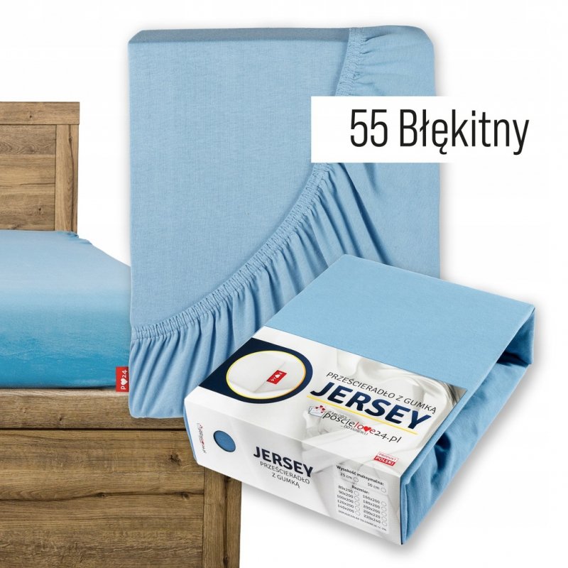 Prześcieradło Jersey z Gumką 100x200 Gruba Bawełna Bok 30 cm błękitny