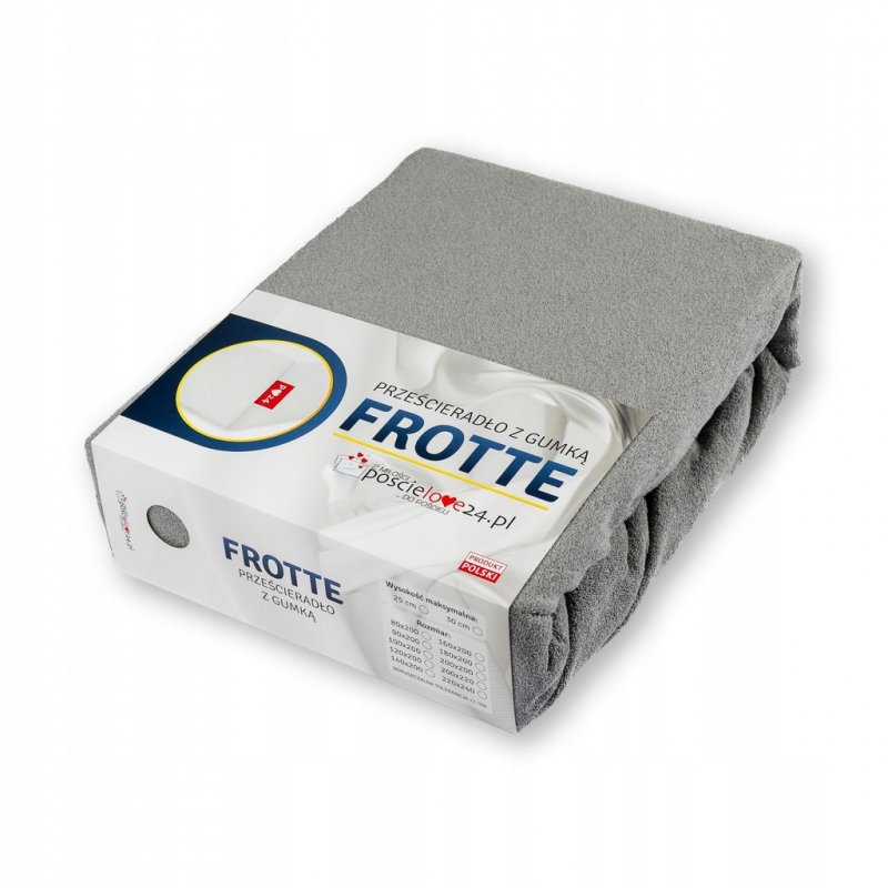 Prześcieradło Frotte z Gumką 160X200 Gruba Bawełna 200g Bok 30 cm stalowy