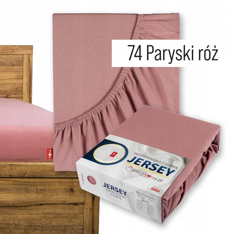 Prześcieradło Jersey z Gumką 120x200 Gruba Bawełna Bok 30 cm paryski róż