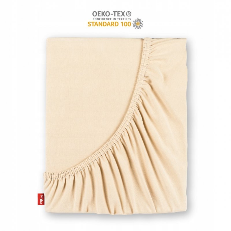 Prześcieradło Jersey z Gumką 140x200 Gruba Bawełna Bok 30 cm kość słoniowa