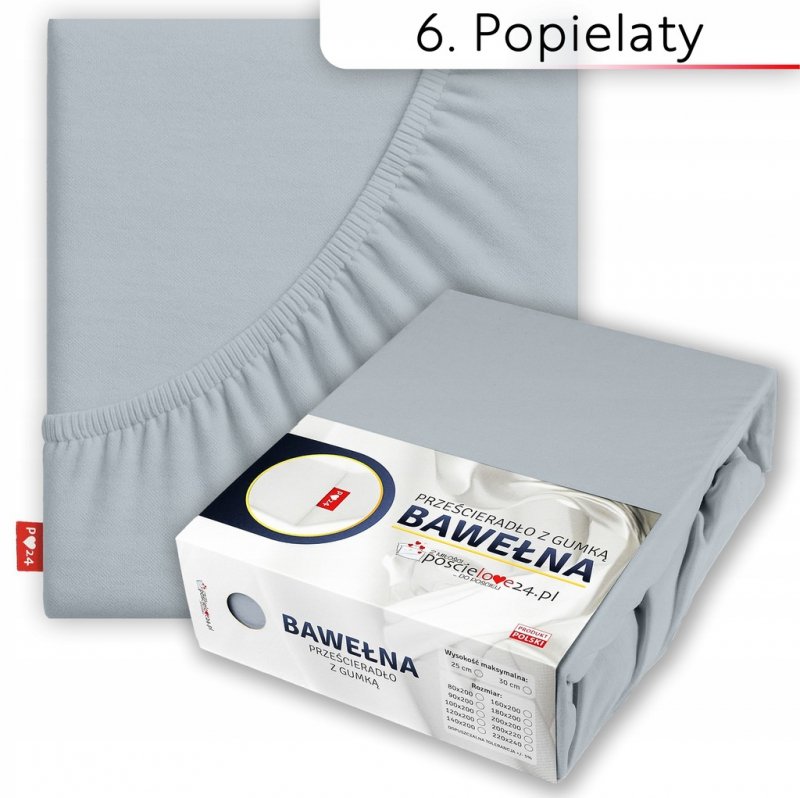Prześcieradło 120x200 z Gumką GRUBA Bawełna Premium Bok 30 cm Popielaty