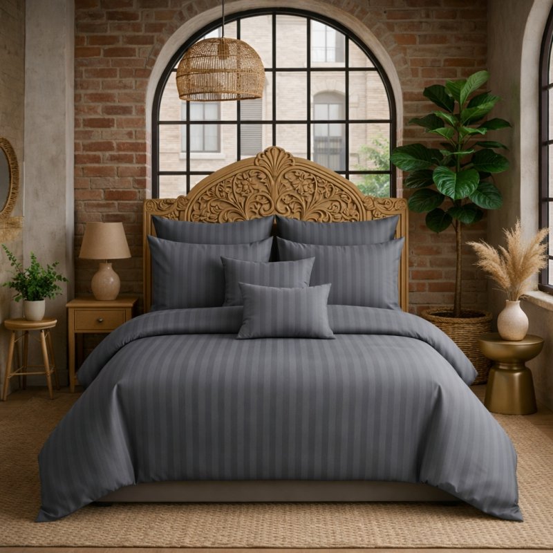 POŚCIEL 160x200 HOTELOWA 100% GRUBA BAWEŁNA SATYNOWA ADAMASZEK GRAFIT