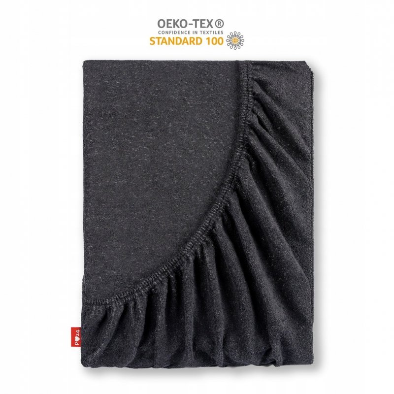 Prześcieradło Frotte z Gumką 120X200 Gruba Bawełna 200g Bok 30 cm czarny