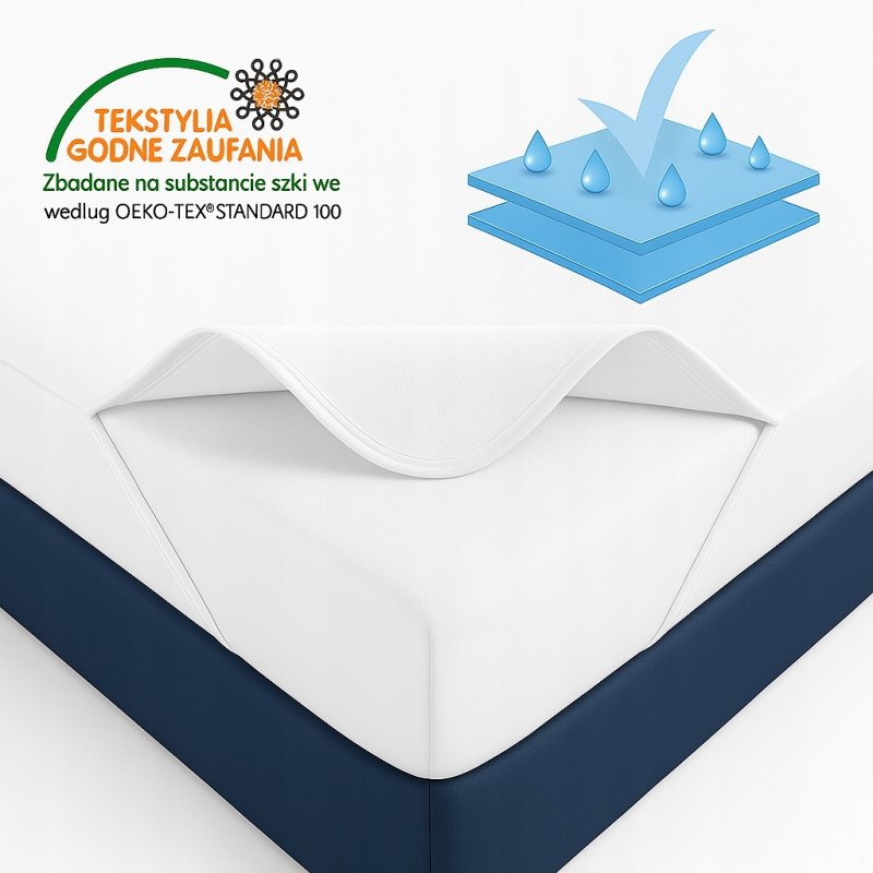 Ochraniacz na materac 80x180 NIEPRZEMAKALNY WODOODPORNY 90C topper Z GUMKĄ