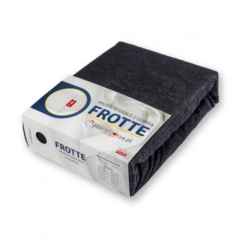 Prześcieradło Frotte z Gumką 80x200 Gruba Bawełna 200g Bok 30 cm czarny