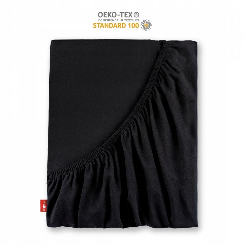 Prześcieradło Jersey z Gumką 200x220 Gruba Bawełna Czesana Bok 30 cm czarny